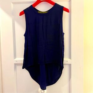 Enza Costa High Low Navy Silk Tee - Size 1